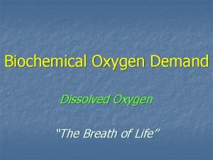 Biochemical Oxygen Demand Dissolved Oxygen The Breath of