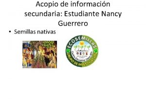 Acopio de informacin secundaria Estudiante Nancy Guerrero Semillas