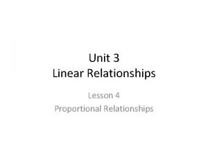 Unit 3 Linear Relationships Lesson 4 Proportional Relationships