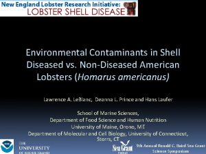Environmental Contaminants in Shell Diseased vs NonDiseased American