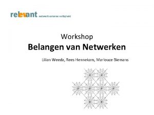 Workshop Belangen van Netwerken Lilian Weeda Rees Hennekam