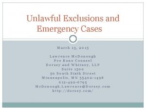 Unlawful Exclusions and Emergency Cases March 13 2015