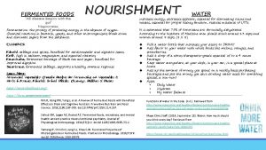 FERMENTED FOODS NOURISHMENT WATER increases energy decreases appetite