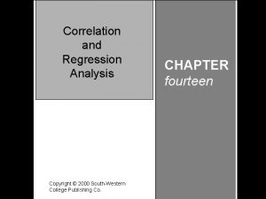 Chapter 14 Correlation and Correlation Regression Analysis and