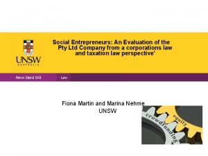 Social Entrepreneurs An Evaluation of the Pty Ltd