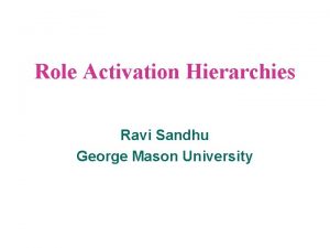 Role Activation Hierarchies Ravi Sandhu George Mason University