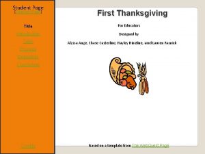 Student Page Teacher Page First Thanksgiving Title For