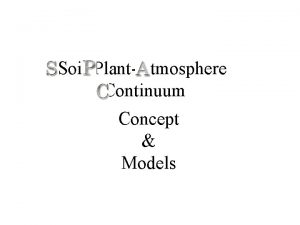 SoilPlantAtmosphere Continuum Concept Models Air Stomatal pores Cuticle
