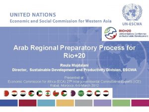 Arab Regional Preparatory Process for Rio20 Roula Majdalani