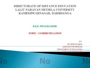 DIRECTORATE OF DISTANCE EDUCATION LALIT NARAYAN MITHILA UNIVERSITY