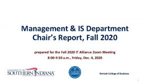 Management IS Department Chairs Report Fall 2020 prepared