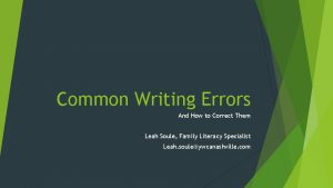 Common Writing Errors And How to Correct Them