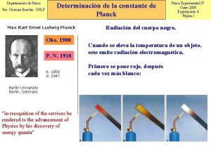 Departamento de Fsica Fac Ciencias Exactas UNLP Determinacin