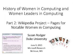 History of Women in Computing and Women Leaders