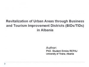 Revitalization of Urban Areas through Business and Tourism