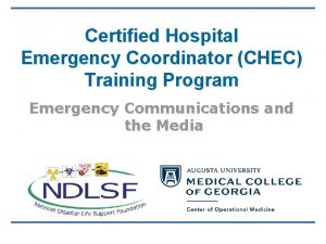 Certified Hospital Emergency Coordinator CHEC Training Program Emergency