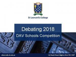 Debating 2018 DAV Schools Competition Why do debating