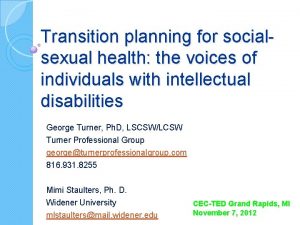 Transition planning for socialsexual health the voices of