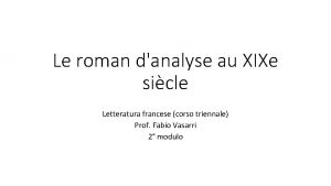 Le roman danalyse au XIXe sicle Letteratura francese