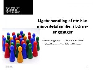 Ligebehandling af etniske minoritetsfamilier i brneungesager Aftenarrangement 13