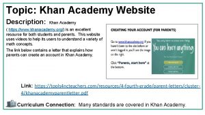 Topic Khan Academy Website Description Khan Academy https