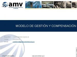 MODELO DE GESTIN Y COMPENSACIN Expositor Carlos Alberto