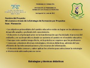 PROGRAMA DE FORMACIN ORIENTACIN DE PROGRAMAS DE FORMACIN