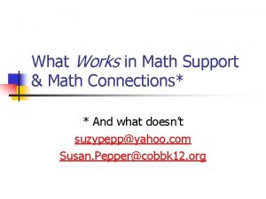 What Works in Math Support Math Connections And