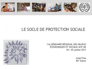 LE SOCLE DE PROTECTION SOCIALE 13 e SMINAIRE