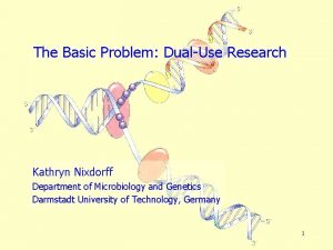 The Basic Problem DualUse Research Kathryn Nixdorff Department