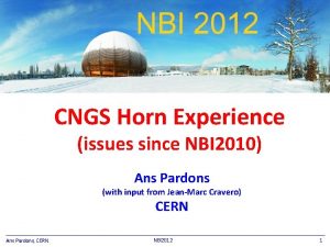 CNGS Horn Experience issues since NBI 2010 Ans