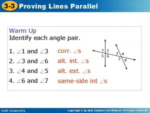 3 3 Proving Lines Parallel Warm Up Identify