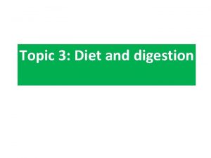 Topic 3 Diet and digestion Balanced diet Learning