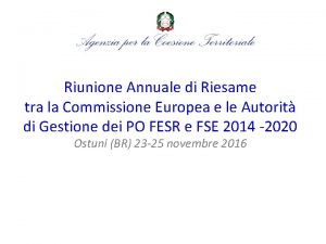 Riunione Annuale di Riesame tra la Commissione Europea