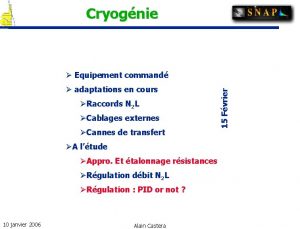 Cryognie adaptations en cours Raccords N 2 L