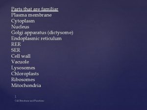 Parts that are familiar Plasma membrane Cytoplasm Nucleus