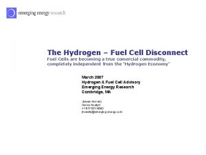 The Hydrogen Fuel Cell Disconnect Fuel Cells are