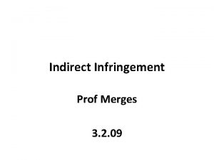 Indirect Infringement Prof Merges 3 2 09 Agenda