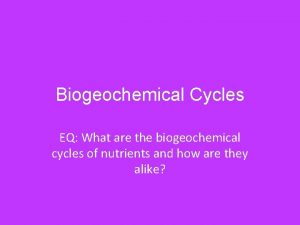 Biogeochemical Cycles EQ What are the biogeochemical cycles