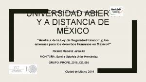 UNIVERSIDAD ABIERTA Y A DISTANCIA DE MXICO Licenciatura