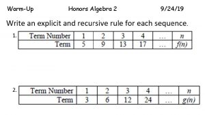 WarmUp Honors Algebra 2 92419 Objectives Add subtract