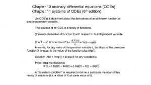 Chapter 10 ordinary differential equations ODEs Chapter 11