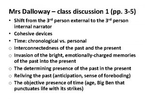 Mrs Dalloway class discussion 1 pp 3 5
