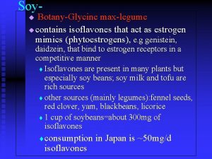 Soy BotanyGlycine maxlegume u contains isoflavones that act