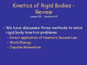 Kinetics of Rigid Bodies Review Lesson 25 Section