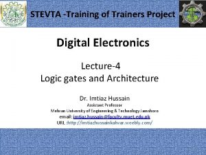 STEVTA Training of Trainers Project Digital Electronics Lecture4