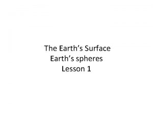 The Earths Surface Earths spheres Lesson 1 Some