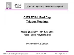 ECAL End Cap ECAL EE Layout and Identification