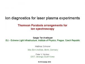 Ion diagnostics for laser plasma experiments Thomson Parabola