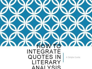 HOW TO INTEGRATE QUOTES IN LITERARY A Simple